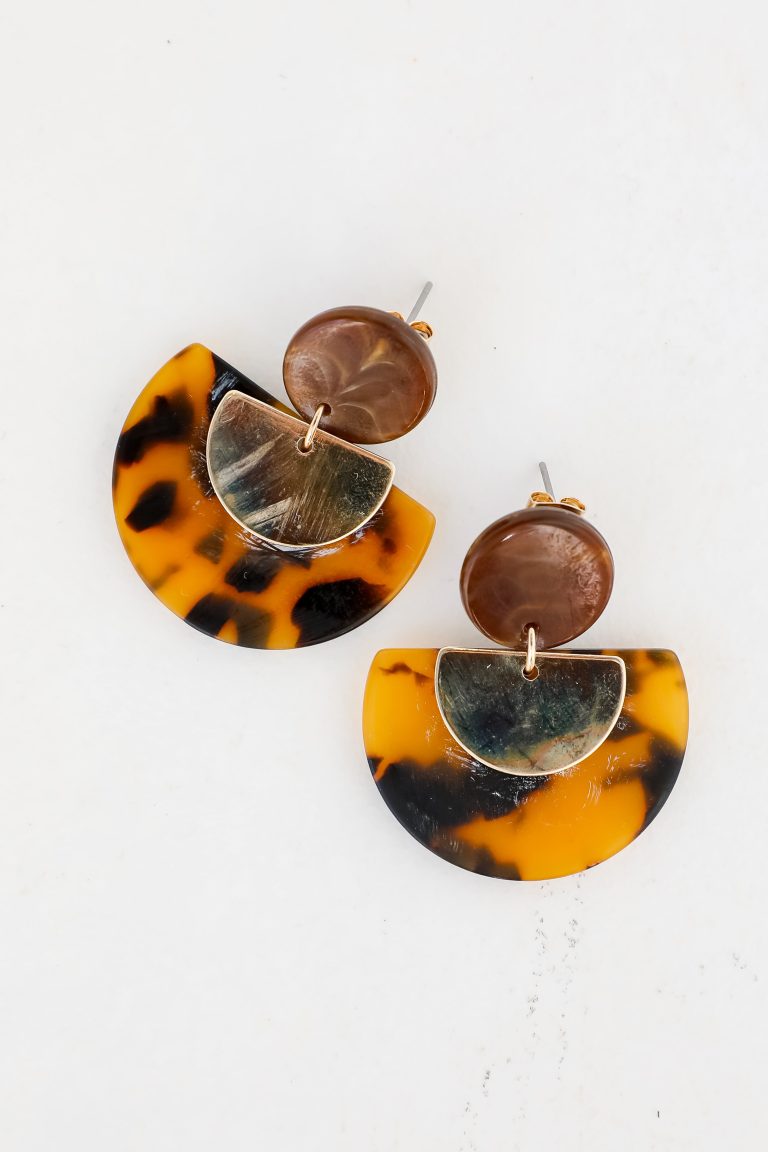 FINAL SALE - Mara Tortoise Acrylic Drop Earrings