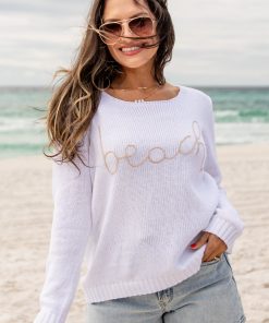 FINAL SALE - White Beach Lightweight Sweater