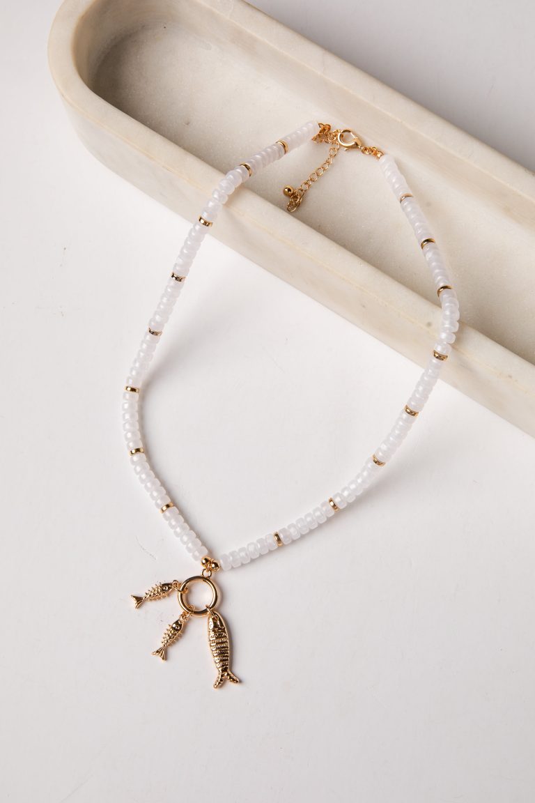Emery White Beaded Charm Necklace