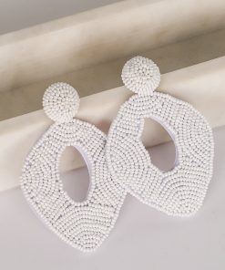 FINAL SALE - Jackie White Beaded Statement Earrings