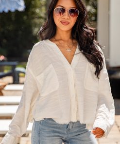 Airlight Button Up White Relaxed Blouse