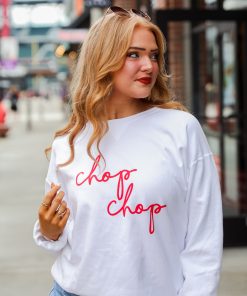 White Chop Chop Script Sweatshirt