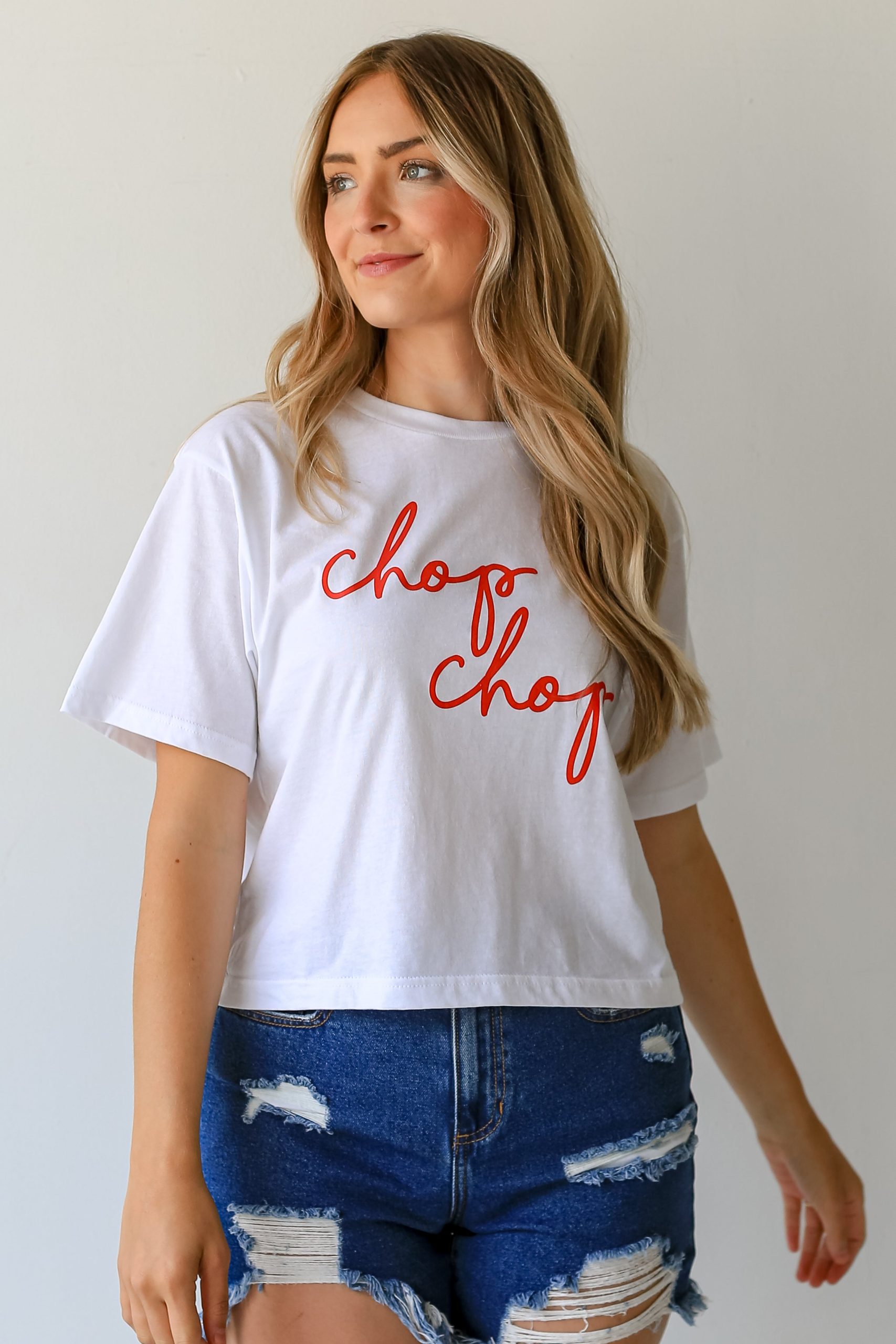 White Chop Chop Script Cropped Tee - Image 5