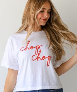 White Chop Chop Script Cropped Tee