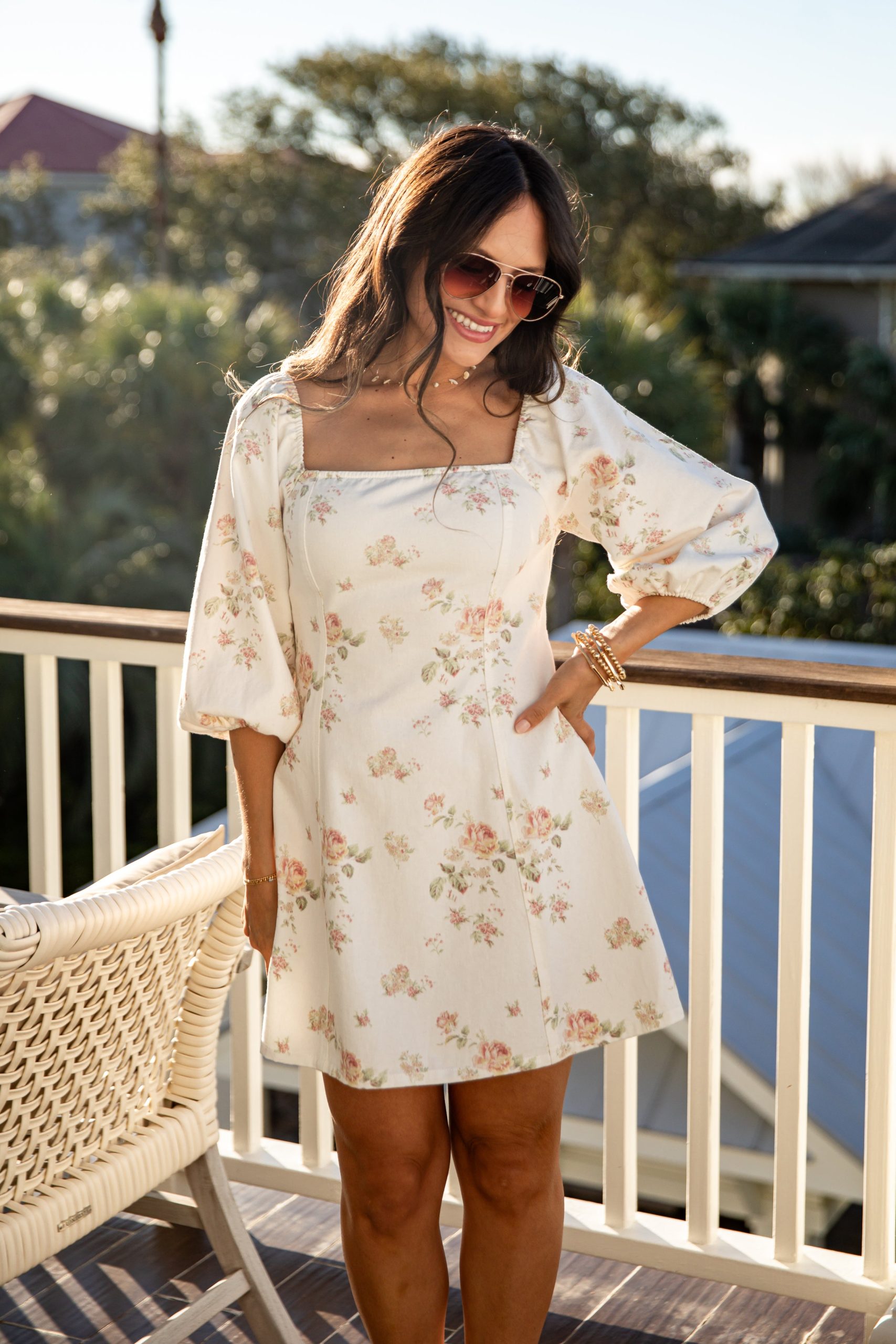 Always A Yes Floral White Denim Mini Dress - Image 4