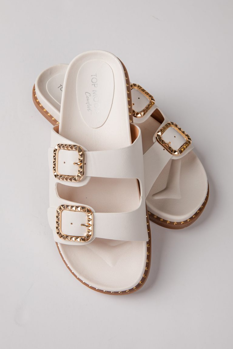 By The Bay White Double Strap Sandals