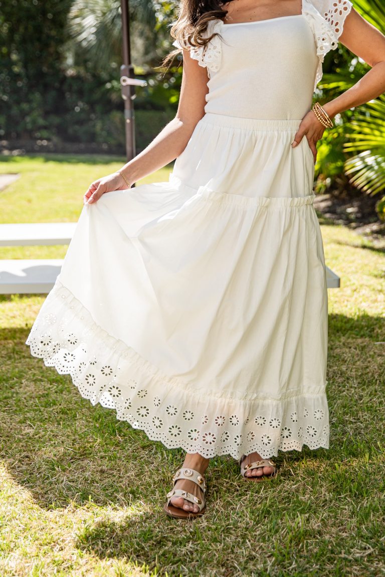 Hilltop Hour Eyelet Maxi Skirt - DU Deal