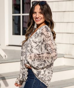 FINAL SALE - Purely Polished White Floral Blouse - DU Deal
