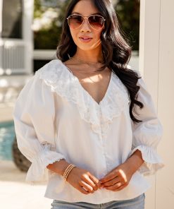 FINAL SALE - Soft Bloom White Lace Blouse
