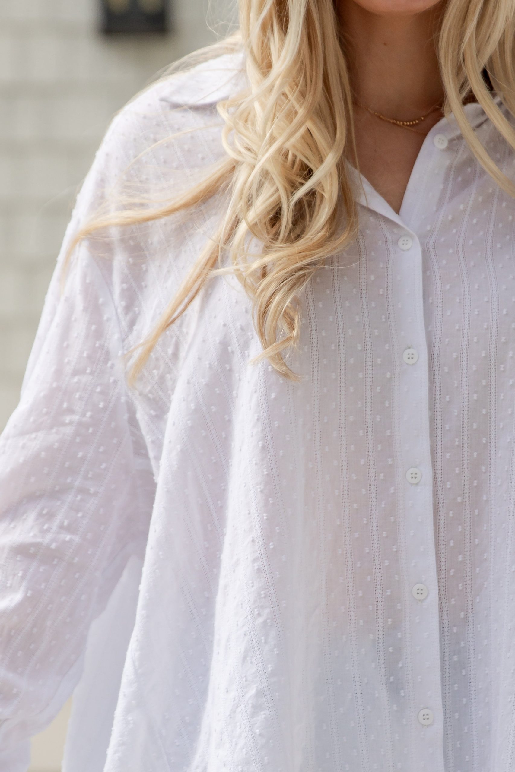 FINAL SALE - Beachside Stroll White Oversized Button-Up Blouse - Image 4