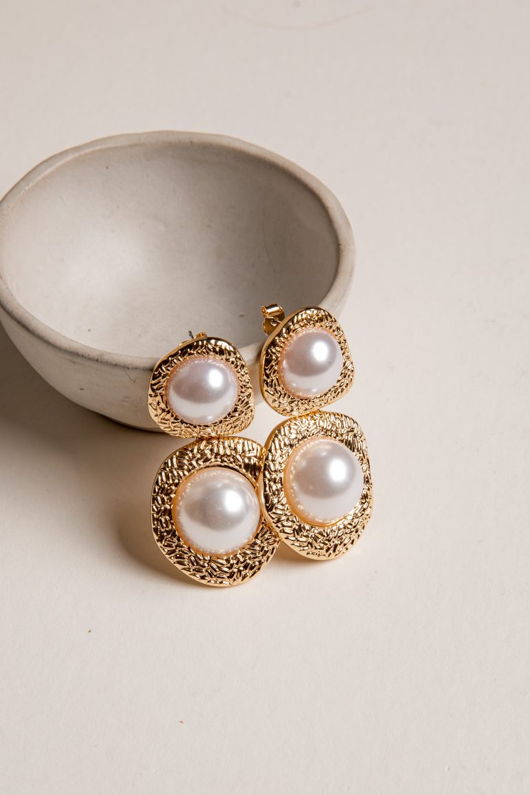 Kim White Pearl Drop Earrings