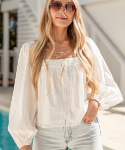 Gentle Thread White Peasant Blouse