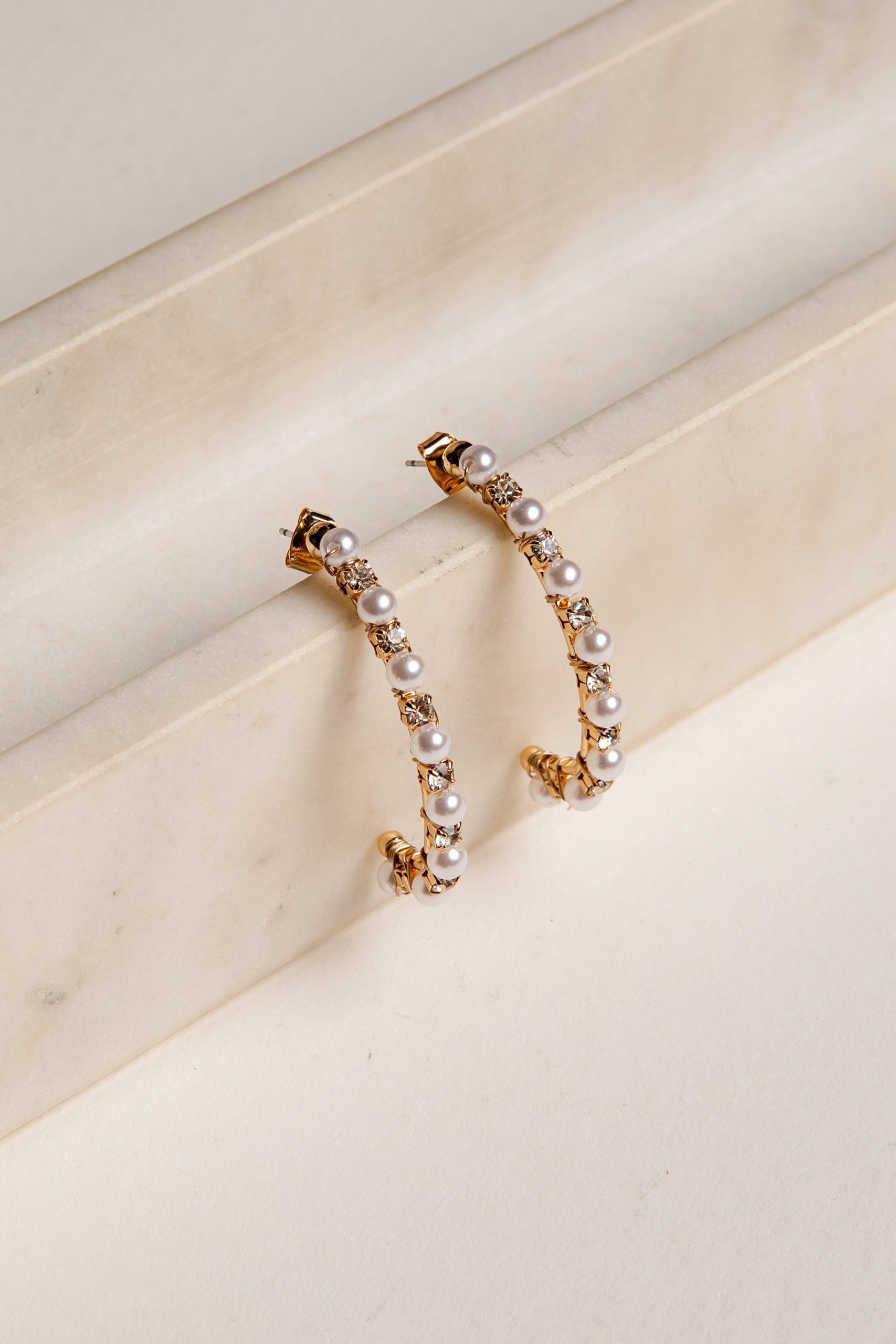 Delaney Gold Pearl Drop Earrings - Image 2