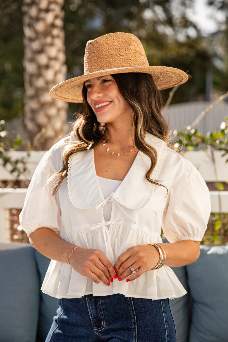 Petal Frame Ruffled White Blouse