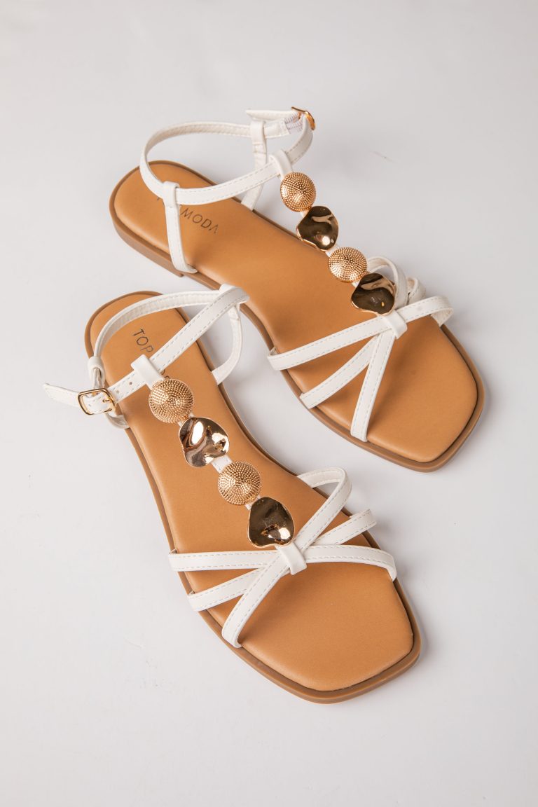 Palmer Embellished White Strap Sandal