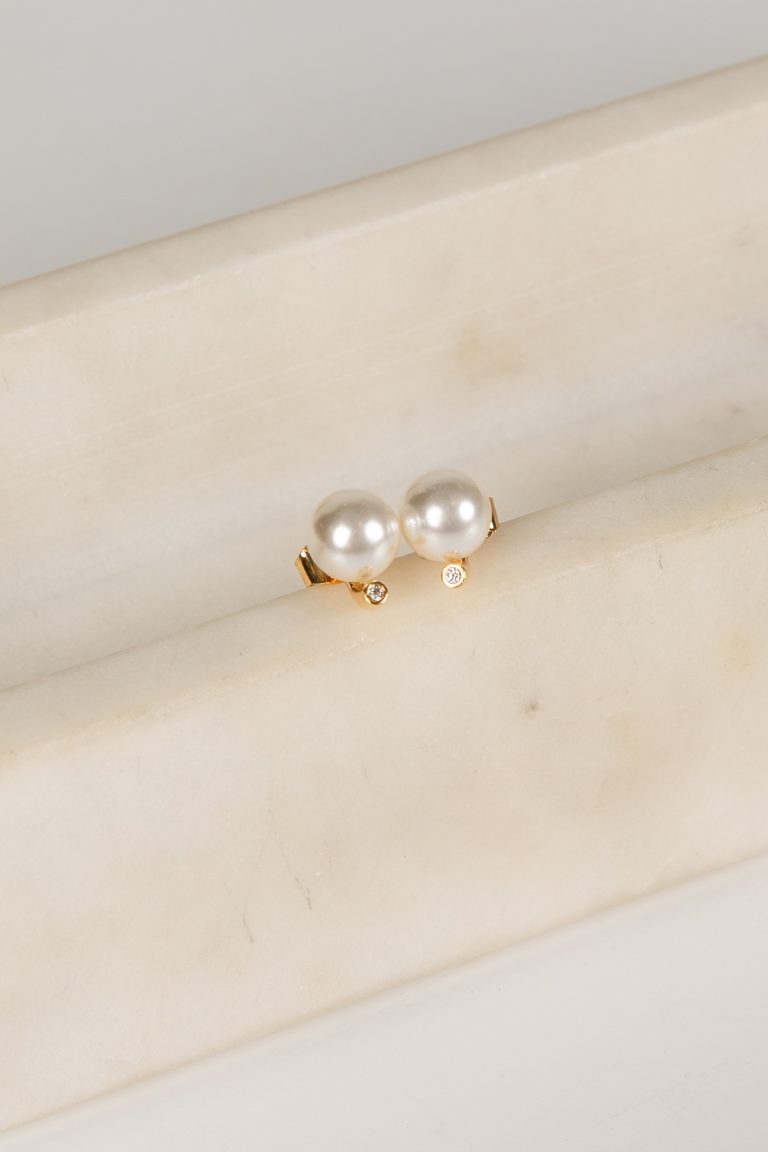 Piper White Pearl Stud Earrings