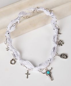 Layla White Bandana Charm Necklace