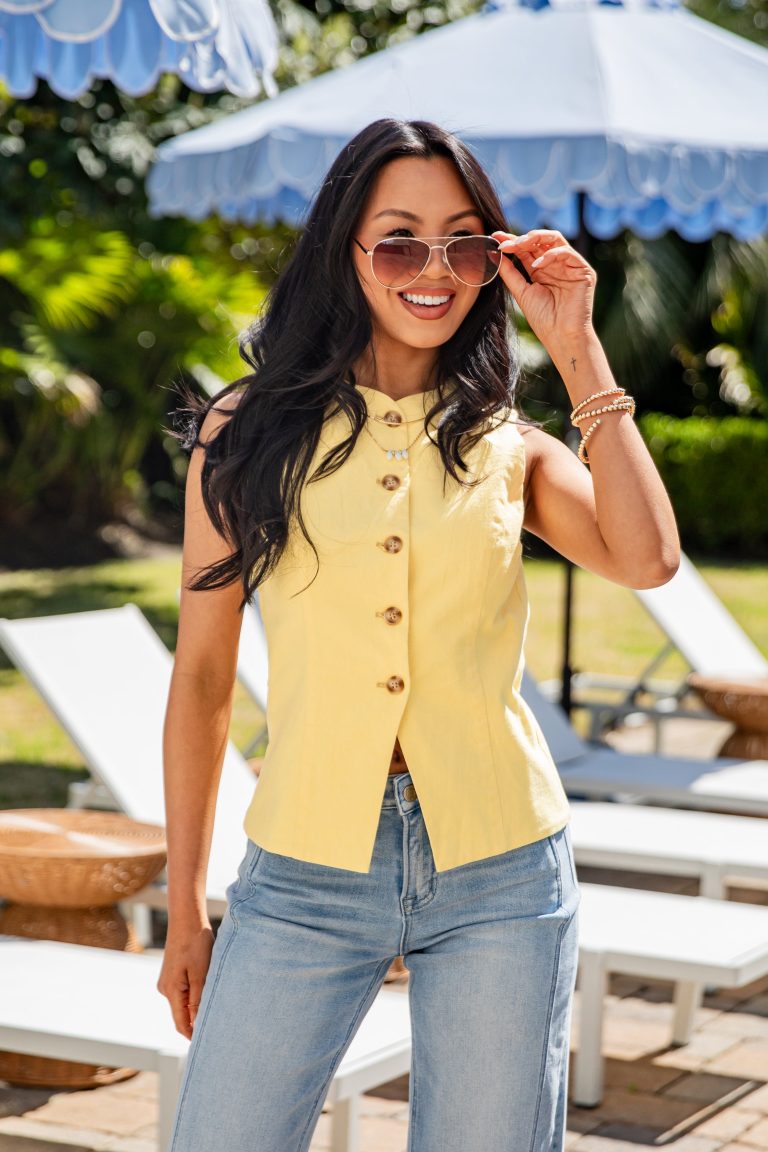 Sweet Devotion Yellow Button Up Vest