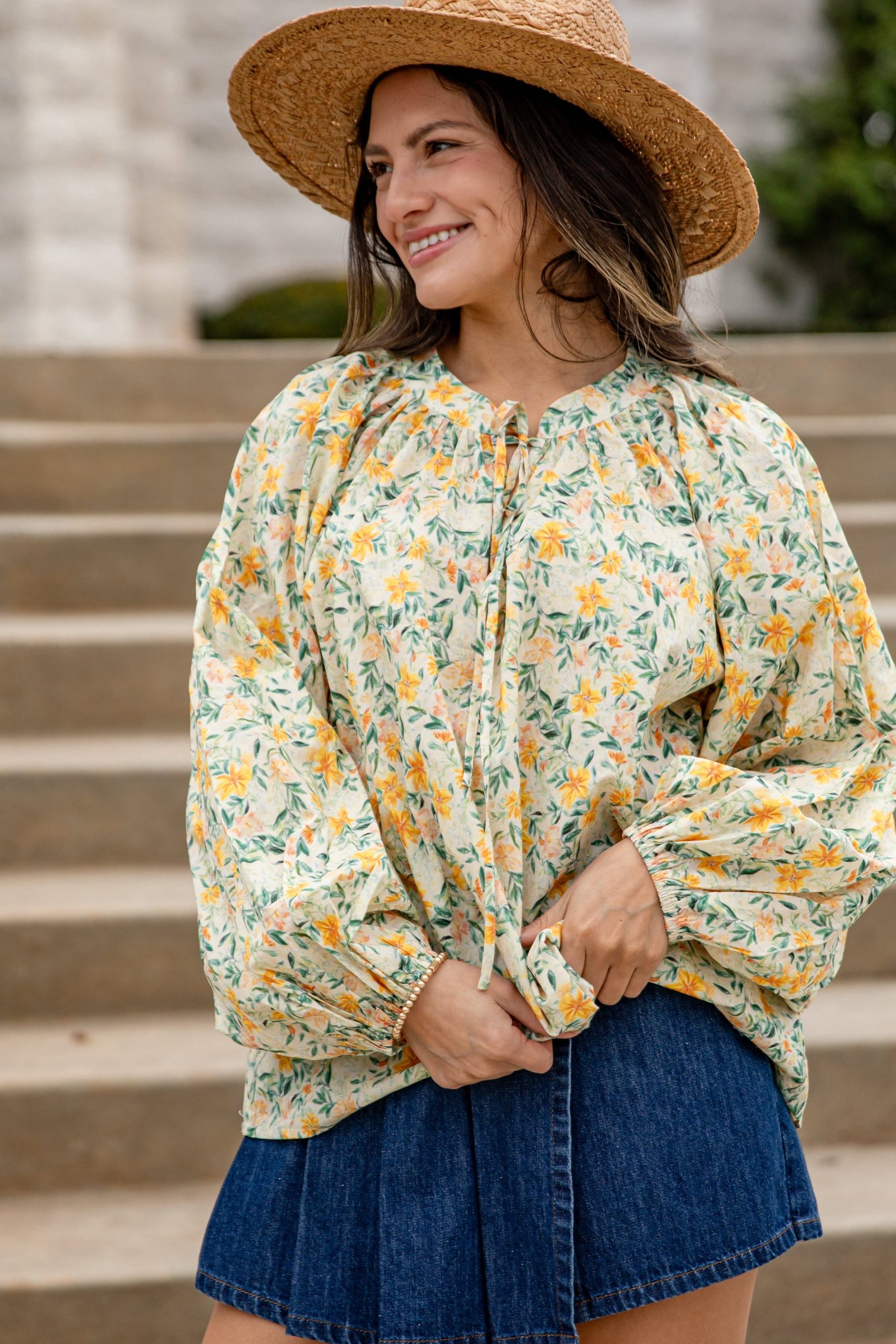 FINAL SALE - Golden Meadow Yellow Floral Blouse - Image 5