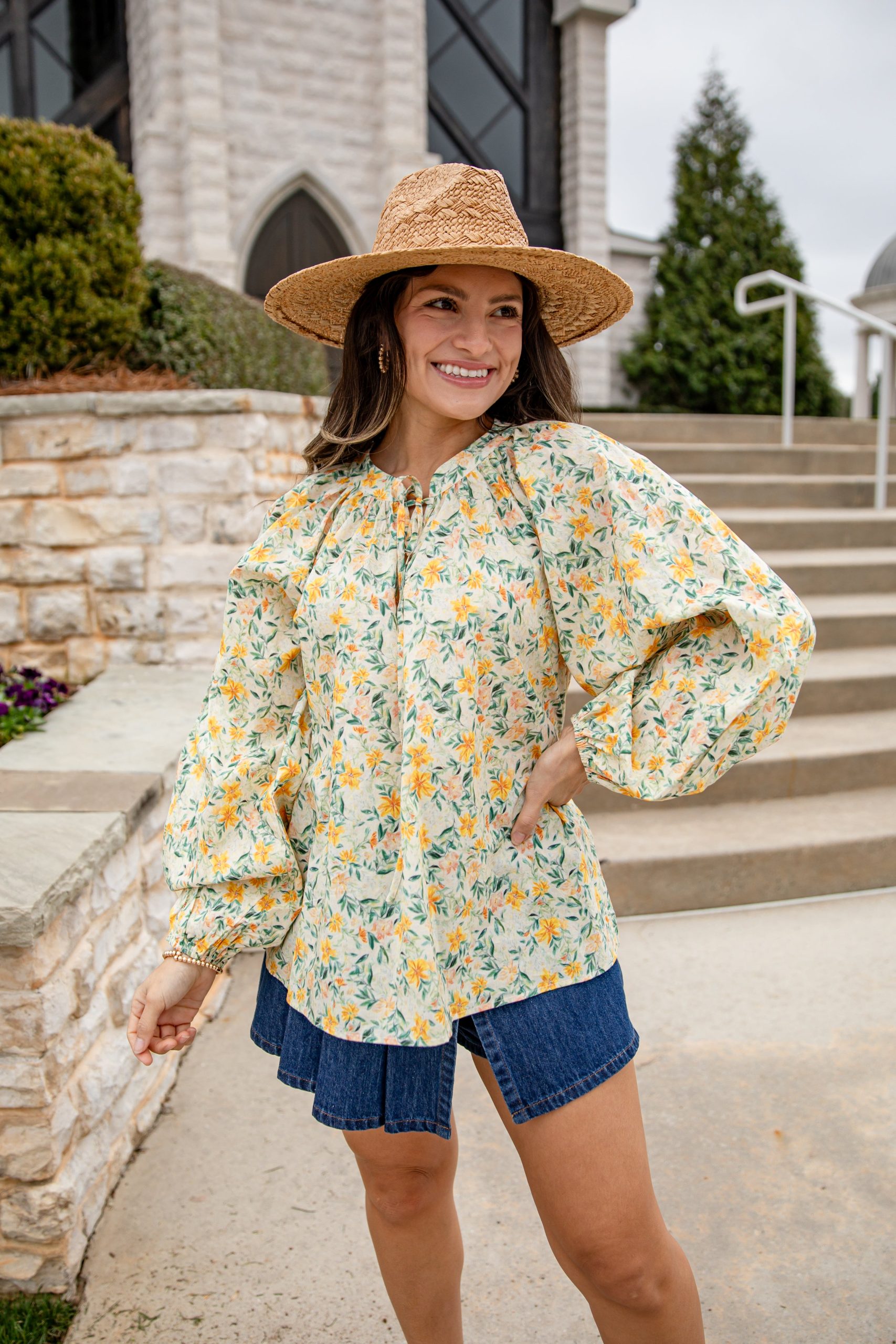 FINAL SALE - Golden Meadow Yellow Floral Blouse - Image 2
