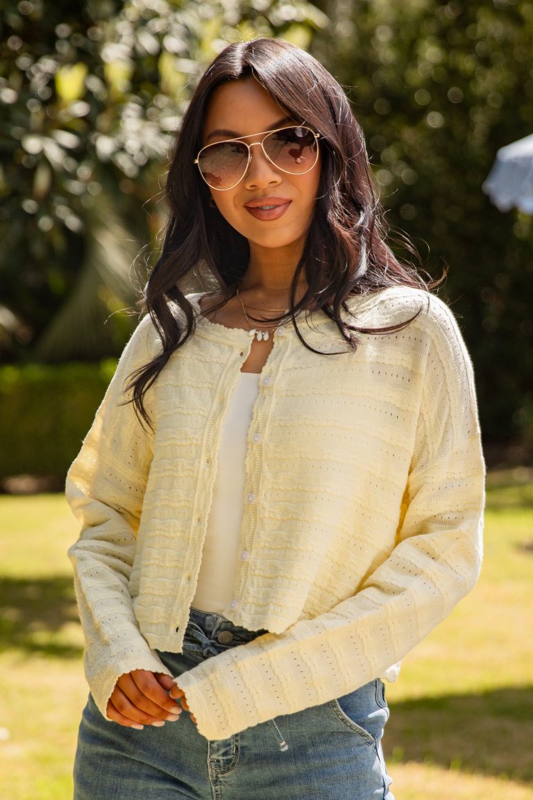 On The Daily Yellow Knit Cardigan