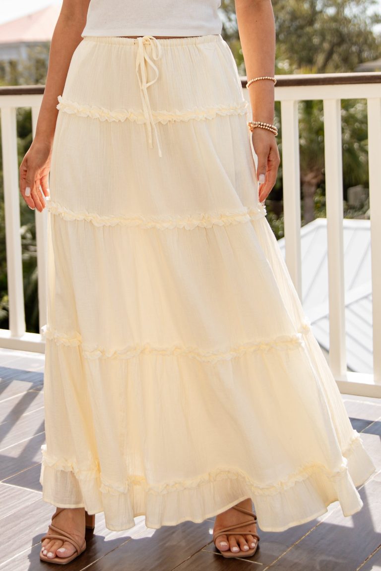 Honeylight Flow Yellow Maxi Skirt
